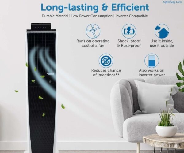 Symphony Residential Portable Tower Air Cooler 55 L Water Tank Color Black/White Model-DIET 3D-55i - Image 3