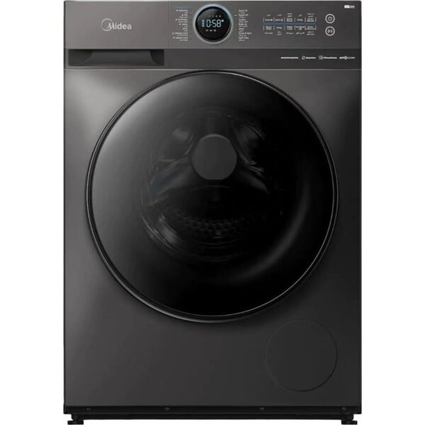 Midea 10KG Front Load Smart Washing Machine with Lunar Dial, 1400 RPM, 14 Programs, Fully Automatic Washer, Digital LED Display, BLDC Inverter, Steam Care, Wi-Fi Connectivity, Titanium Model - F200W100WBTGCC - 1 Year Warranty