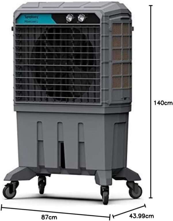 Symphony 200 Litres Air Cooler Commercial Cooler 3-Speed Evaporative Color Grey Model- MOVICOOL L200i | 1 Year Brand Warranty. - Image 2