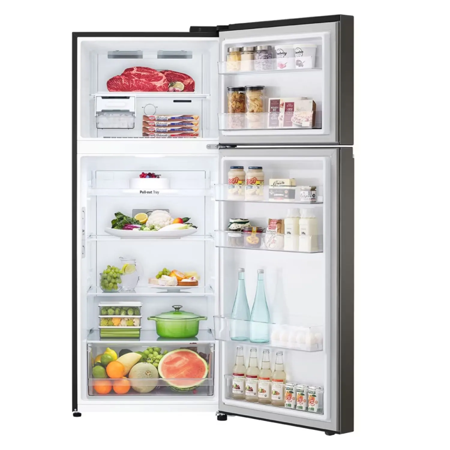 LG 395 Liter Top Mount Refrigerator, Double Door, Inverter Compressor, Linear Cooling, Color Black Model – GL-B492PXGB - Image 2