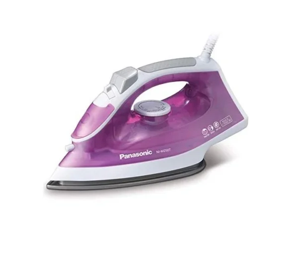 Panasonic Steam Iron, 1550 W, Anti-Calc System Advanced Titanium Coated Soleplate Color Purple/White Model – NI-M250TGTV – 1 Year Warranty