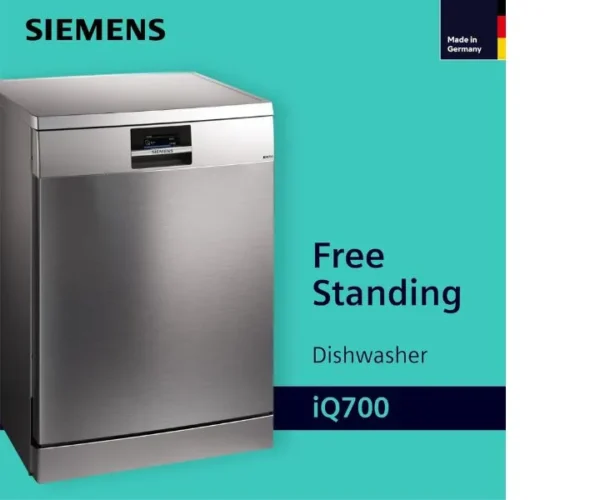 Siemens iQ700 Free Standing Dishwasher, Home Connect, 13 Place Settings, 8 Programmers, Color Silver Inox Model – SN27ZI86DM – 1 Year Warranty - Image 2