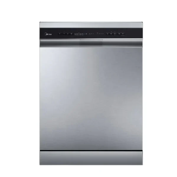 Midea 14 Place Settings Smart Freestanding Dishwasher, 8 Programs, Wi-Fi, Delay Start Half Load Function, Silent High Energy Efficient, Rapid Wash, Child Lock, Self Cleaning Silver Model – WQP14-W7633CS – 1 Year Warranty