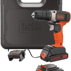 Black+Decker 18V Cordless Electric Compact Drill Driver Orange/Black - BD-BCD001C2K-GB - 1 Year Full Warranty
