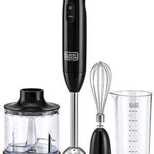BLACK+DECKER Hand Blender, 600W, 600ml Chopping Bowl, 500ml Beaker, Stainless Steel Blades - BD-HB600-B5 - 1 Year Full Warranty