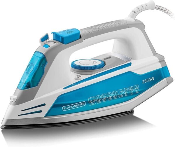 Black+Decker 2800W 2 way Auto Shut-Off Anti Drip, Steam Iron, Blue - X2800-B5 - 1 Year Full Warranty
