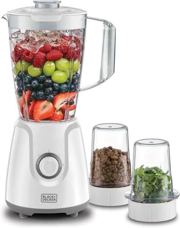 Black+Decker 400W Blender With Grinder Mill & Chopper Mill, White - BD-BX4000-B5 - 1 Year Full Warranty