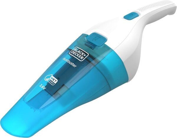 BLACK+DECKER 3.6V 1.5Ah Li-Ion Cordless Wet & Dry Dustbuster Handheld Vacuum, White/Blue - BD-WDC115WA-B5 - 1 Year Full Warranty