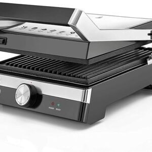 BLACK+DECKER Family Health Grill with 180° Hinge, 2000W, 1500cm² BBQ Area, 5-Level Height Adjustment - BD-CG2000-B5 - 1 Year Full Warranty