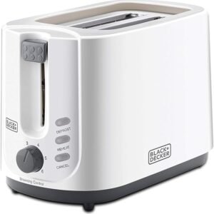Black+Decker 2 Slice Cool Touch Bread Toaster 750W ‎Variable Browning Control, Cancel Function Stainless Steel White Model BD-ET125-B5 | 1 Year Warranty