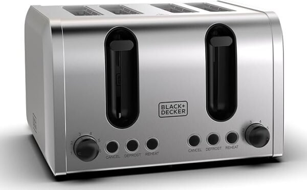 BLACK+DECKER 4-Slice Toaster, 2100W Double-Sided Heating, 6 Browning Levels - BD-ET444-B5 - 1 Year Full Warranty