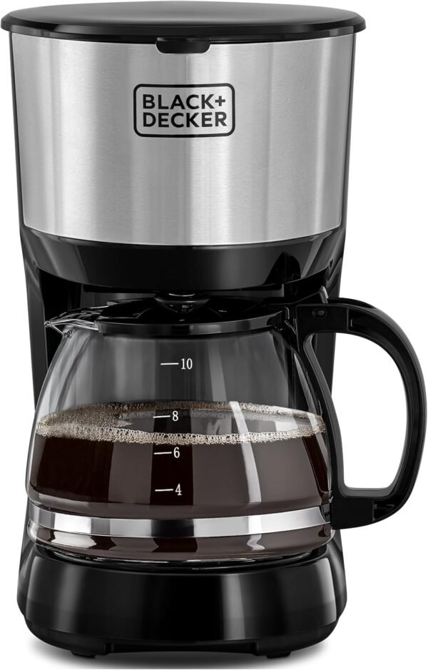Black+Decker 750W 10 Cup Coffee Maker/Coffee Machine With Glass Carafe For Drip Coffee, Silver/Black - BD-DCM750S-B5 - 1 Year Full Warranty
