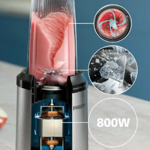 Philips 5000series Personal Blender, 800W, 700ml + 500ml Capacity, Silver Model – HR2765/00 – 1 Year Full Warranty