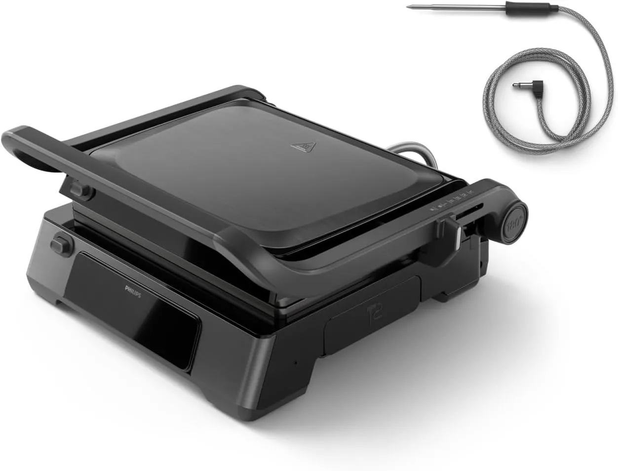 Philips, 7000 Series, Contact Grill, 2200W, digital control,8 preset functions, adjustable height, handle lock, Removable drip tray, Black Model – HD6307/70 -1 Year Warranty