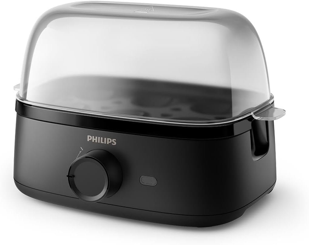 Philips Egg Cooker 3000 Series - 400W, 6 Eggs Capacity, Cooking Levels, Poached Accessory, Ready Signal, Black - HD9137/91 - 1 Year Full Warranty