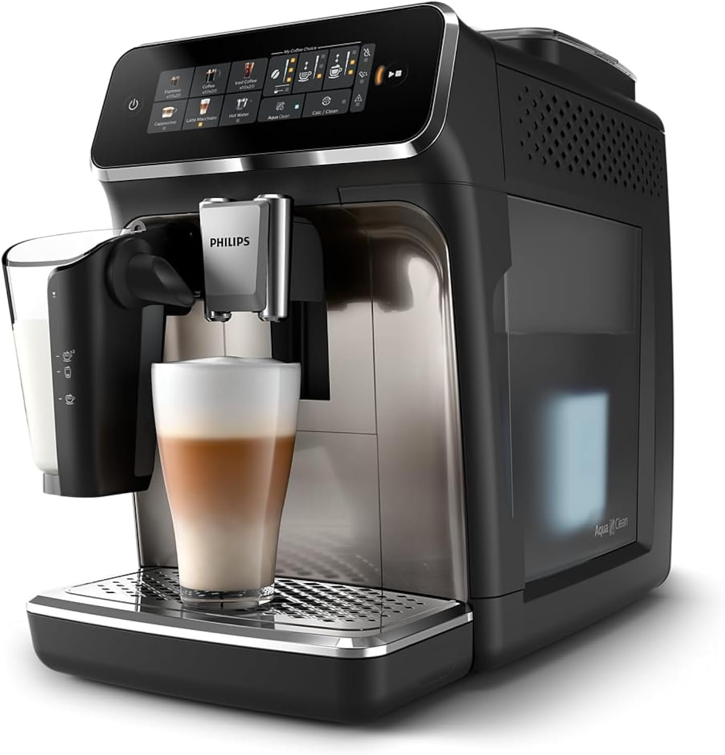 Philips 1.8 Liter Full Automatic LatteGo Espresso Machine, 500 W, 20 Beverages, Color Black/Silver Painted Model – EP5547/90