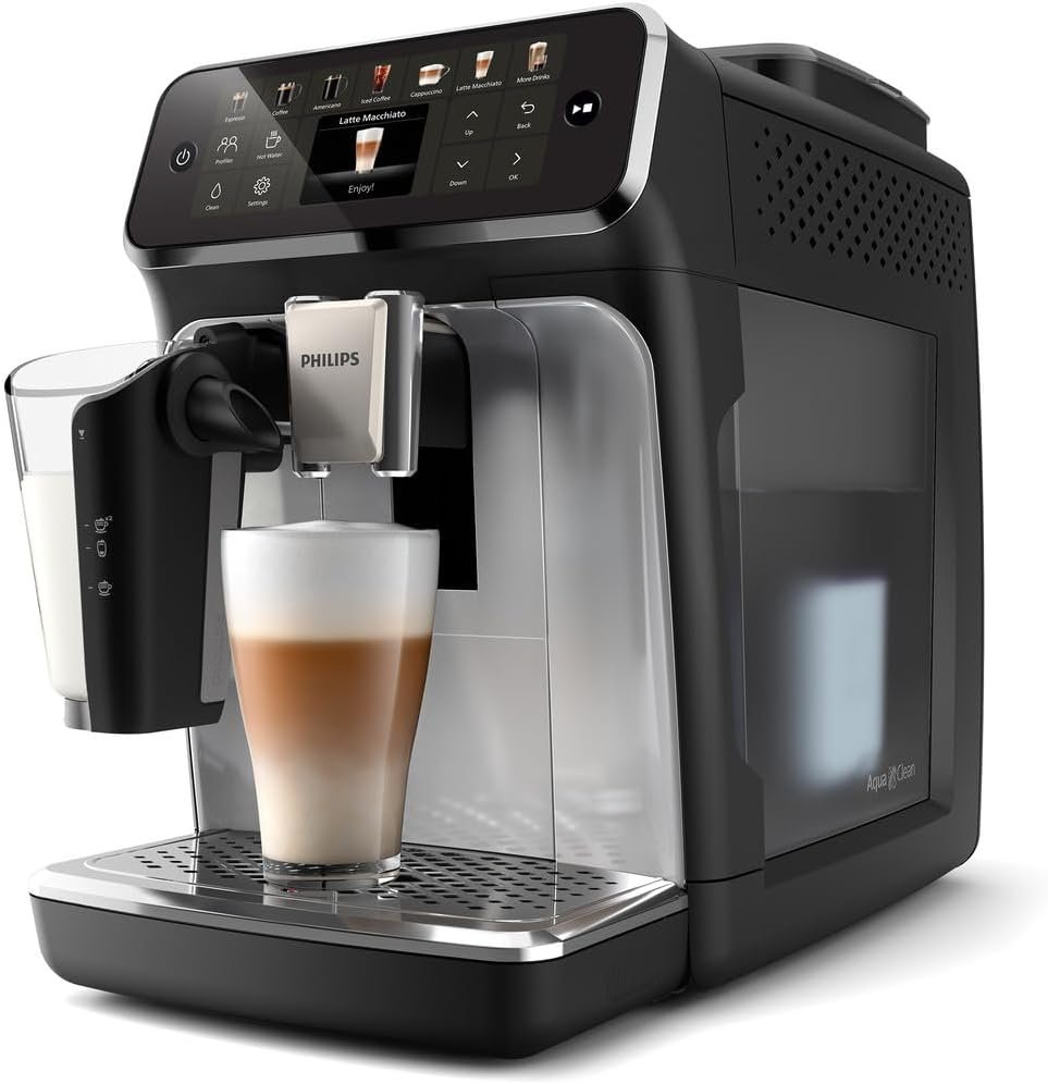 Philips 1.8Liter Full Automatic LatteGo Espresso Machine, Color Black Silver Painted Model – EP4446/70 – 1 Year Full Warranty