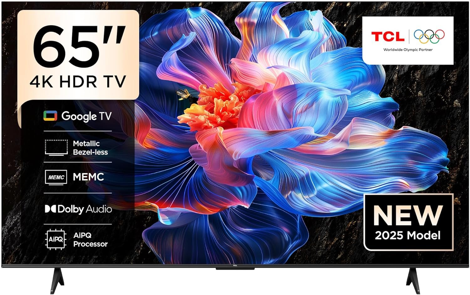 TCL 65Inch 4K UHD Smart TV, P6K Series, Metallic Bezel-less, HVA Panel, Color Black Model – 65P6K – 1 Year Full Warranty.