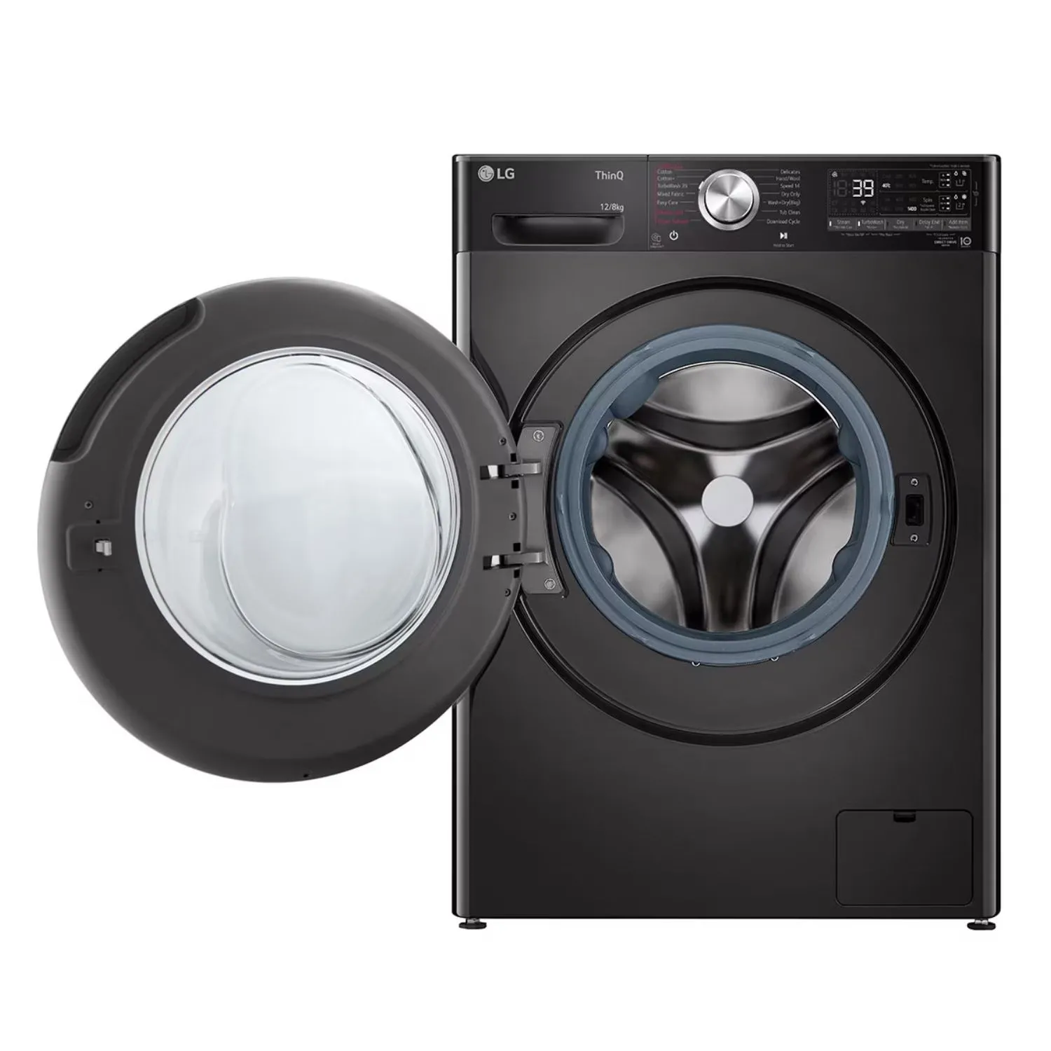 LG 12 Kg Washer 8 Kg Dryer Front Load, Turbo Wash, AI DD™ Steam™ ThinQ™, 1400 RPM Color Black Model – F4V9BDP2EE – International Version.