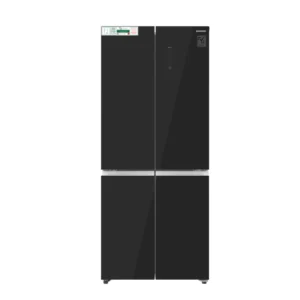 Daewoo 640 Liter French Door Refrigerator, Smart Inverter Compressor, Digital Display Controls, Energy Saving Black Glass Model – DW-FR-640B4DI