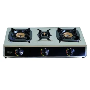 Rinnai 3 Burners Gas Stove Table Top Stainless Steel Color Silver Model – RV310RI