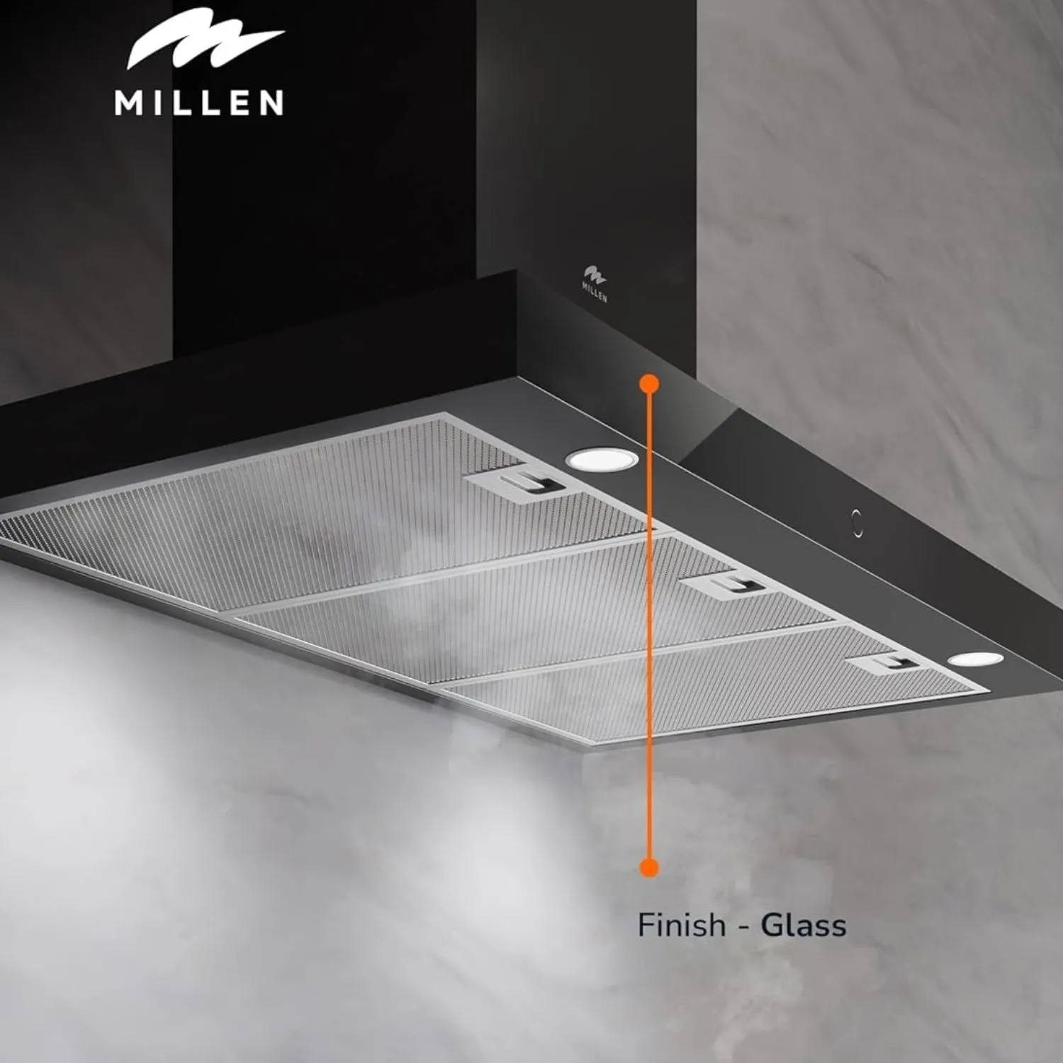 MILLEN 90 cm Kitchen Chimney Hood, Glass/Painted Body, Digital Display, Color Black Model – MKH 901 BB - Image 2