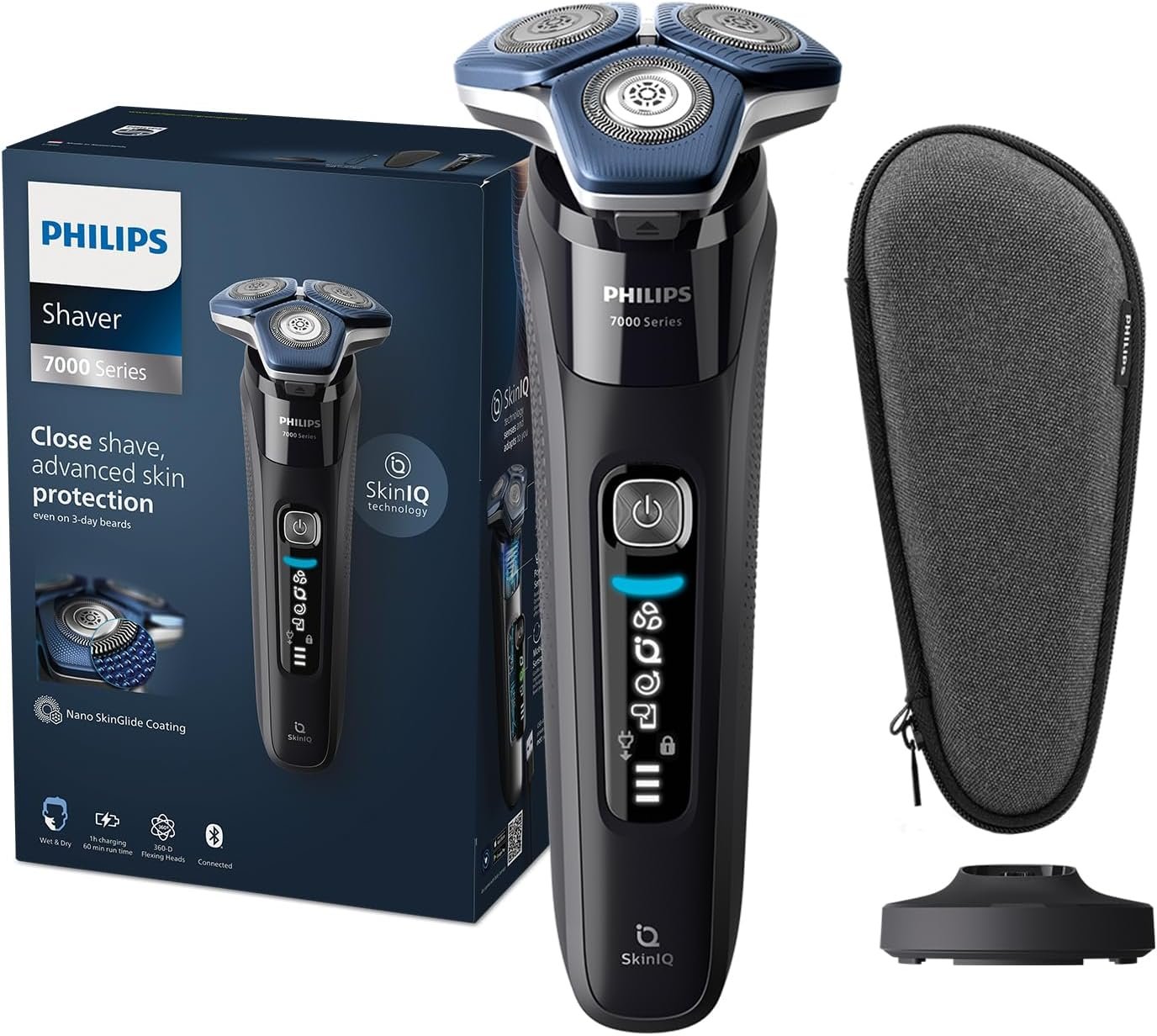Philips Wet & Dry Use Smart SkinIQ Tech for a Close, Comfortable Shave Flexible Heads, Motion Control Sensor Cordless Use Model - S7886/35