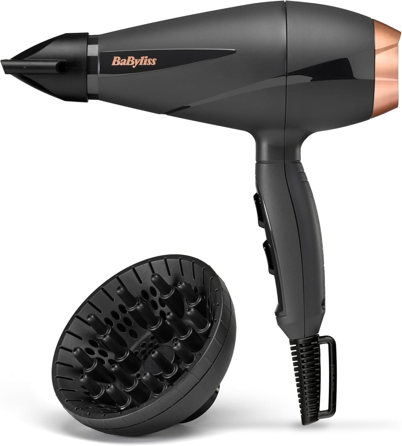 BaByliss Smooth Pro AC Hair Dryer 2300W with Ionic Technology, Multiple Heat & Speed Settings, Black/Gold Model - 6714DE