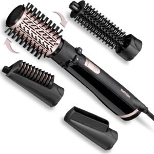 BaByliss Brush & Style Ionic rotating hot air brush set, 1000 watts, 4 attachments, black, 5-piece set Model -AS200E