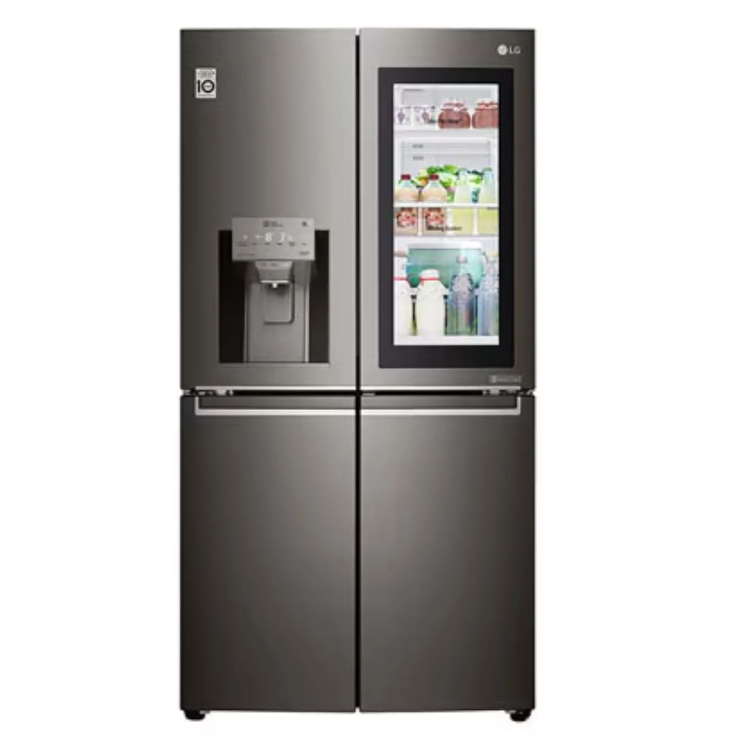 LG 705 Liter Side By Side Refrigerator, With Water Dispenser, Inverter Compressor, Insta View, Color Dark Silver Model – GRX24FMKBL