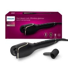 Philips StyleCare Prestige Auto Curler Automatic Hair Curler with Smart Curl Guards, Keratin Ceramic Barrel Color Black Model-BHB876